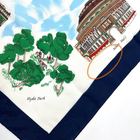 Vintage London England Landmark Scarf Made In Italy Tower Trafalger Buckingham - Picture 13 of 16